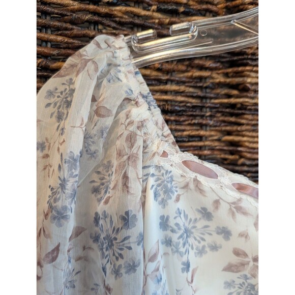 Altered State Y2K Renaissance Fair Babydoll Balloon Sleeve Floral Lace Crop Top - Picture 4 of 11